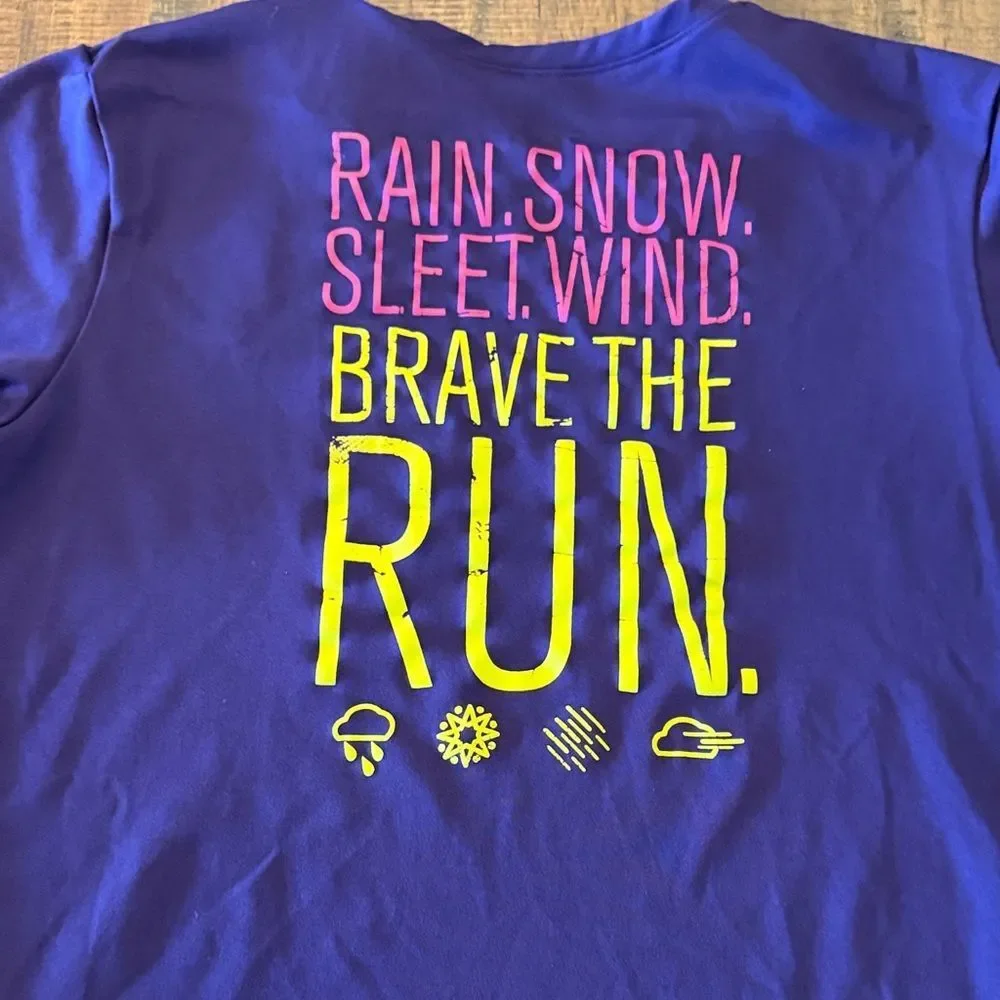 Under Armour Purple Short Sleeve Run Tee with Pink Logo - Picture 4 of 6